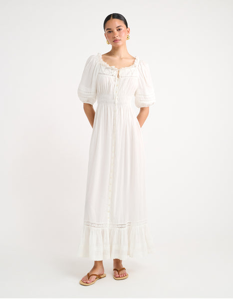 white plus size midi dress Sea Cotton | | M Plus Size Lace Ruffle epi cuero THE TALLULAH FLORAL TIERED Size:Tall | In stock