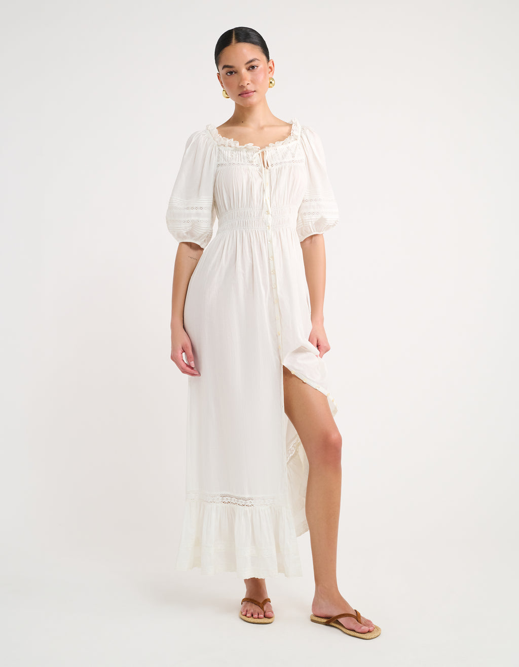 white cotton summer dresses Sea Midi Dress | | Size M and maxi length with a stylish solid color The Best Cotton Dresses for