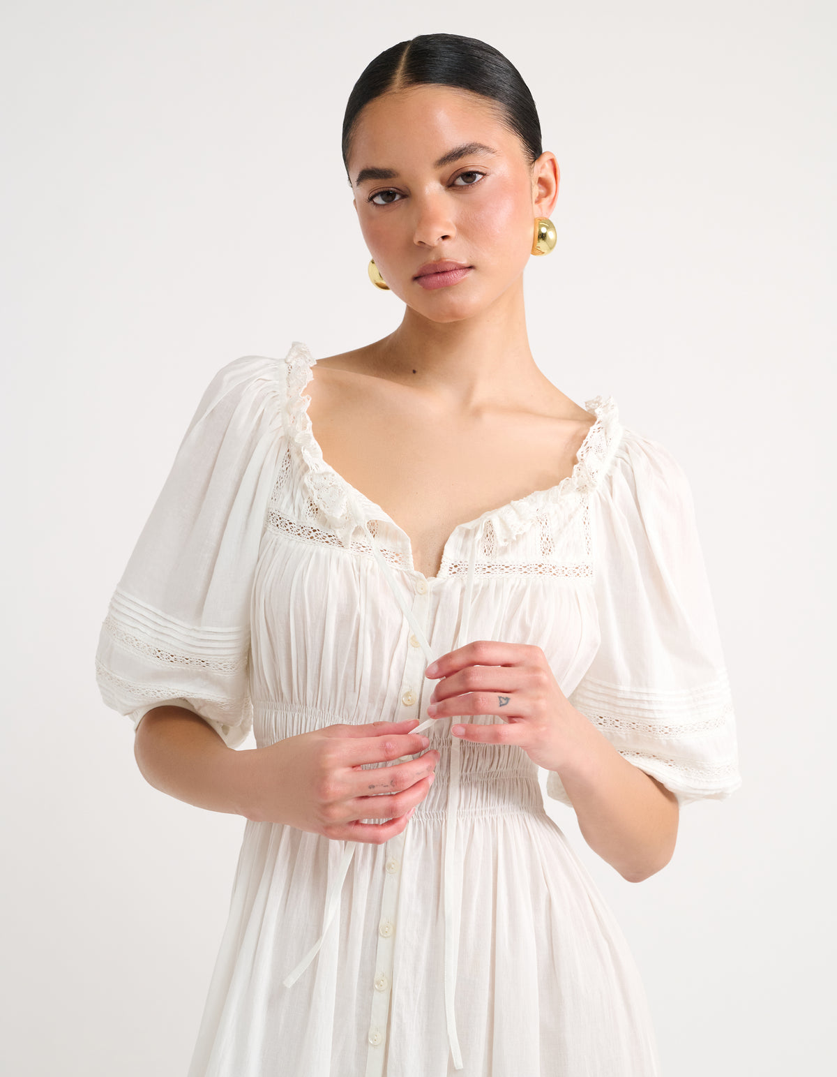 Sea Cotton Midi Dress | White