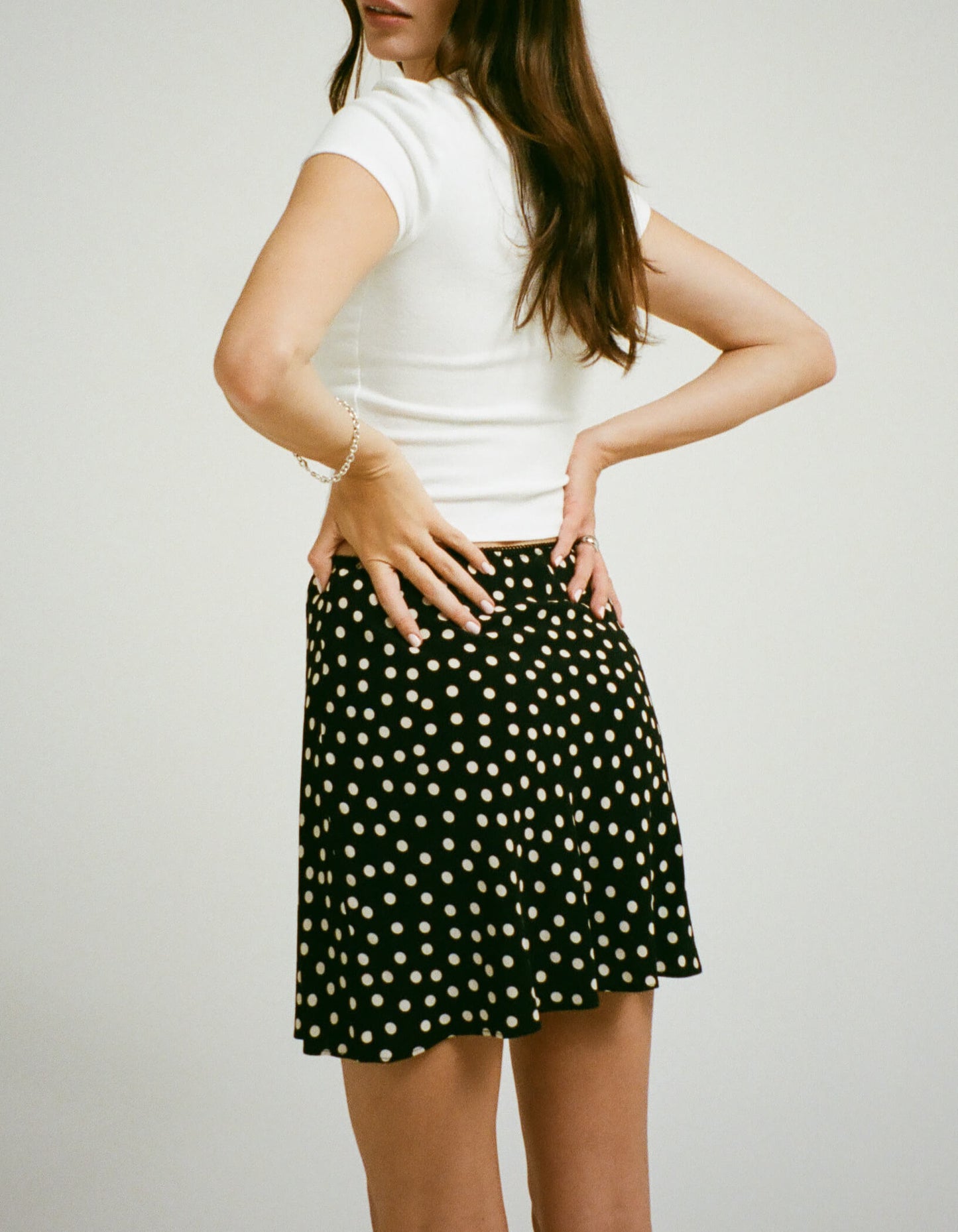Silhouette Mini Skirt | Black Ditsy Dot