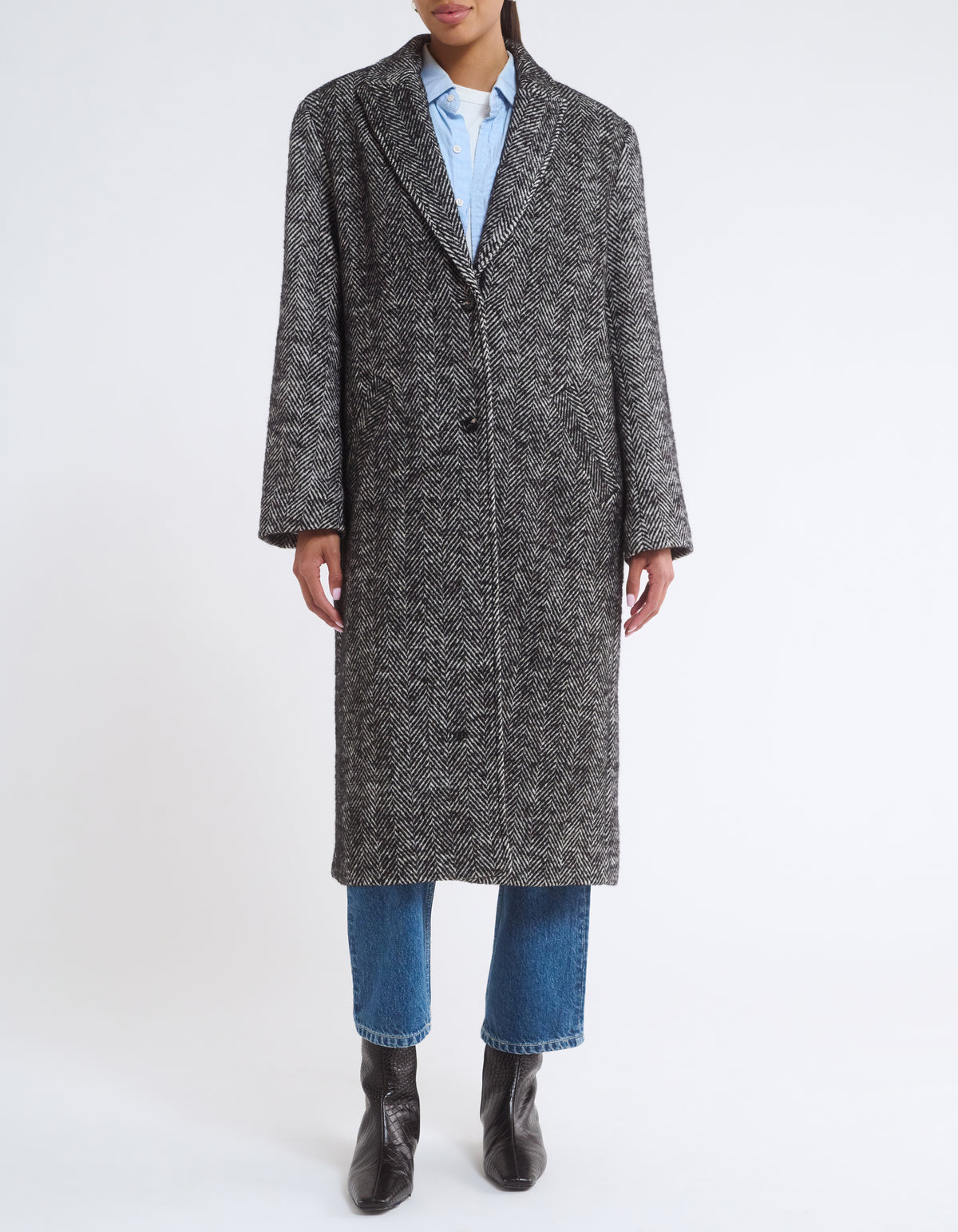 Sinatra Coat | Black Herringbone