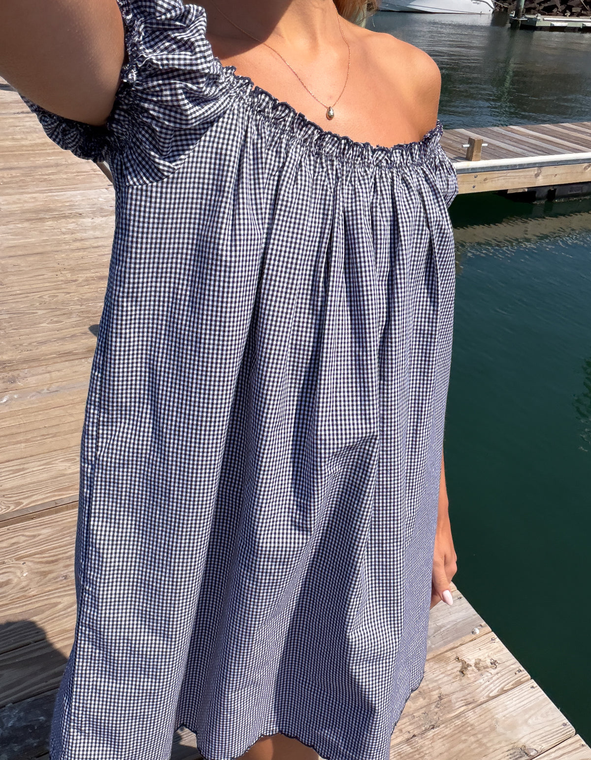 Slowtide Mini Dress | Navy Gingham