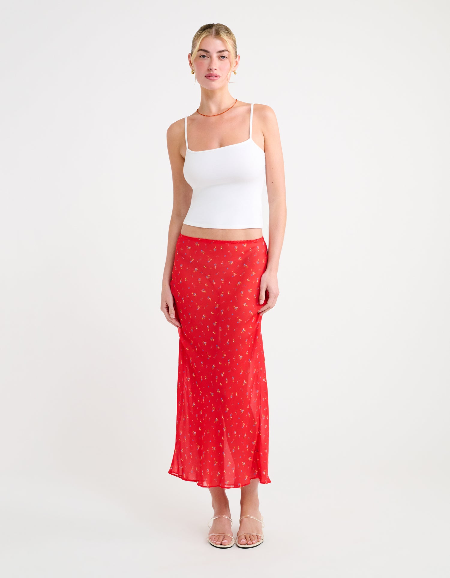 Stroll Midi Skirt in Coral Meadow | Women's Bottoms