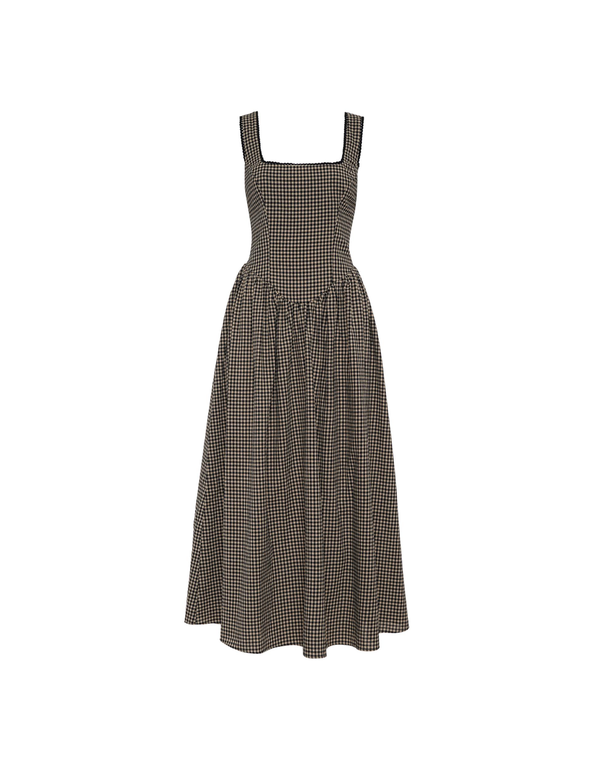 Toulouse Midi Dress | Black Gingham