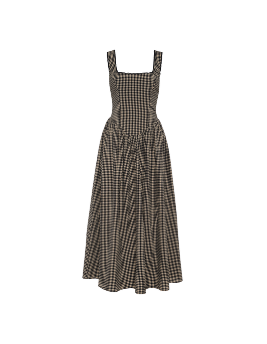 Toulouse Midi Dress | Black Gingham