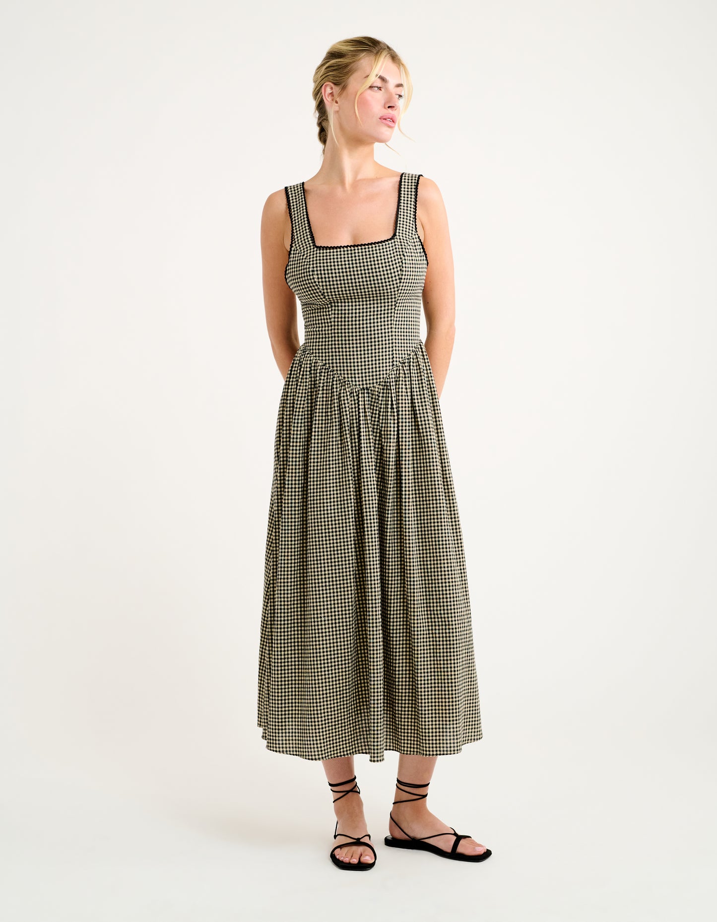 Toulouse Midi Dress | Black Gingham