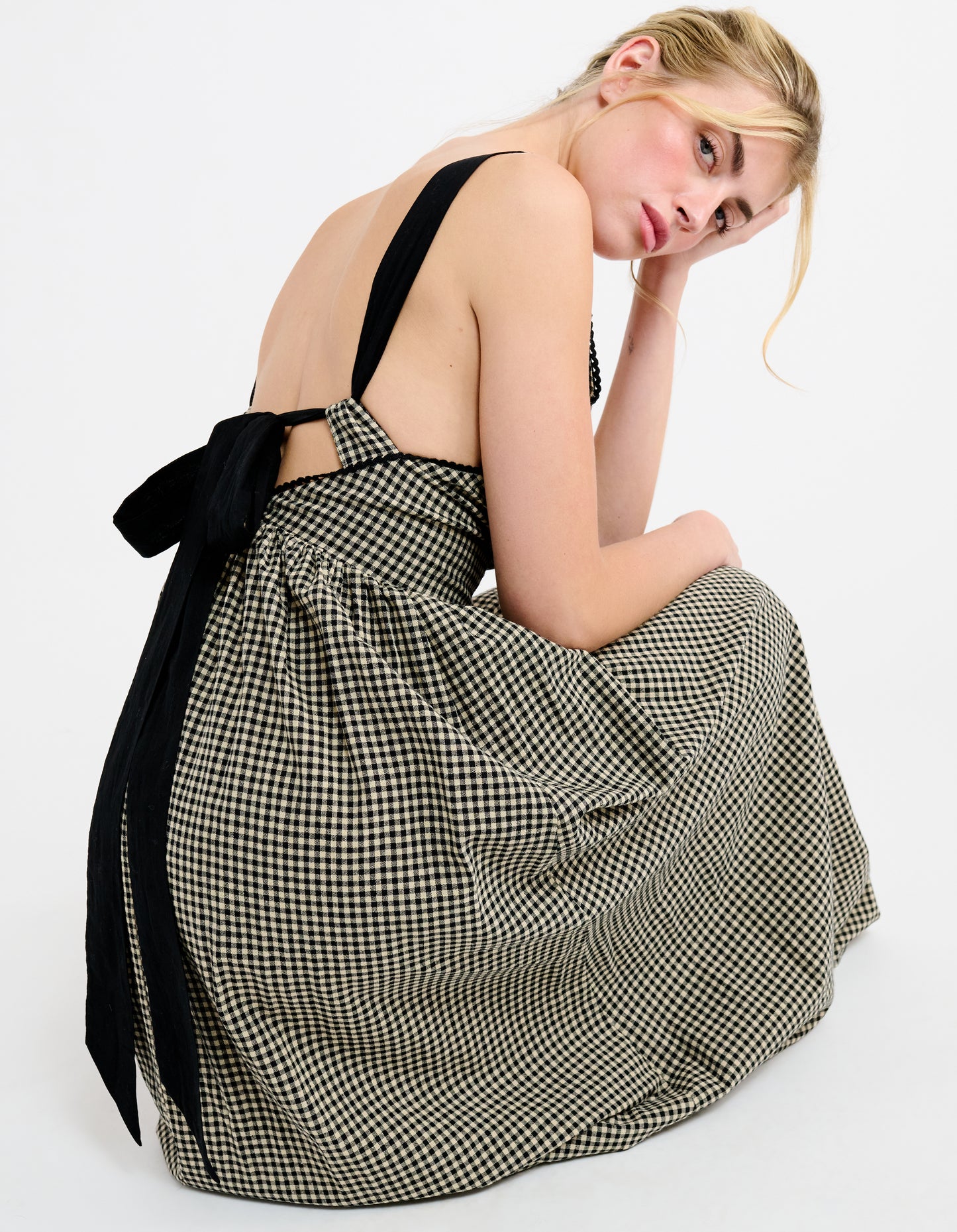Toulouse Midi Dress | Black Gingham