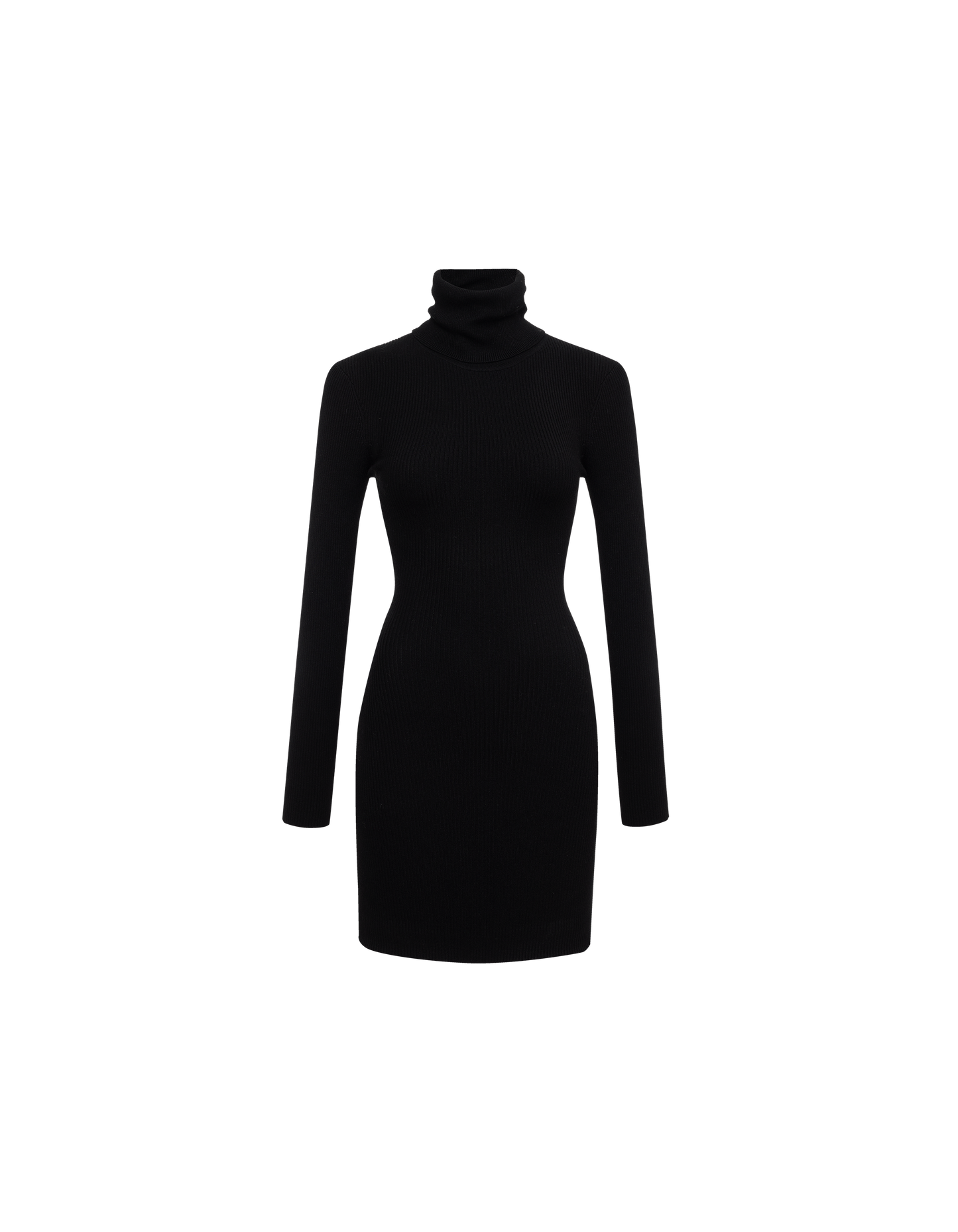 Women's Long Sleeve Turtleneck Mini Dress in Black