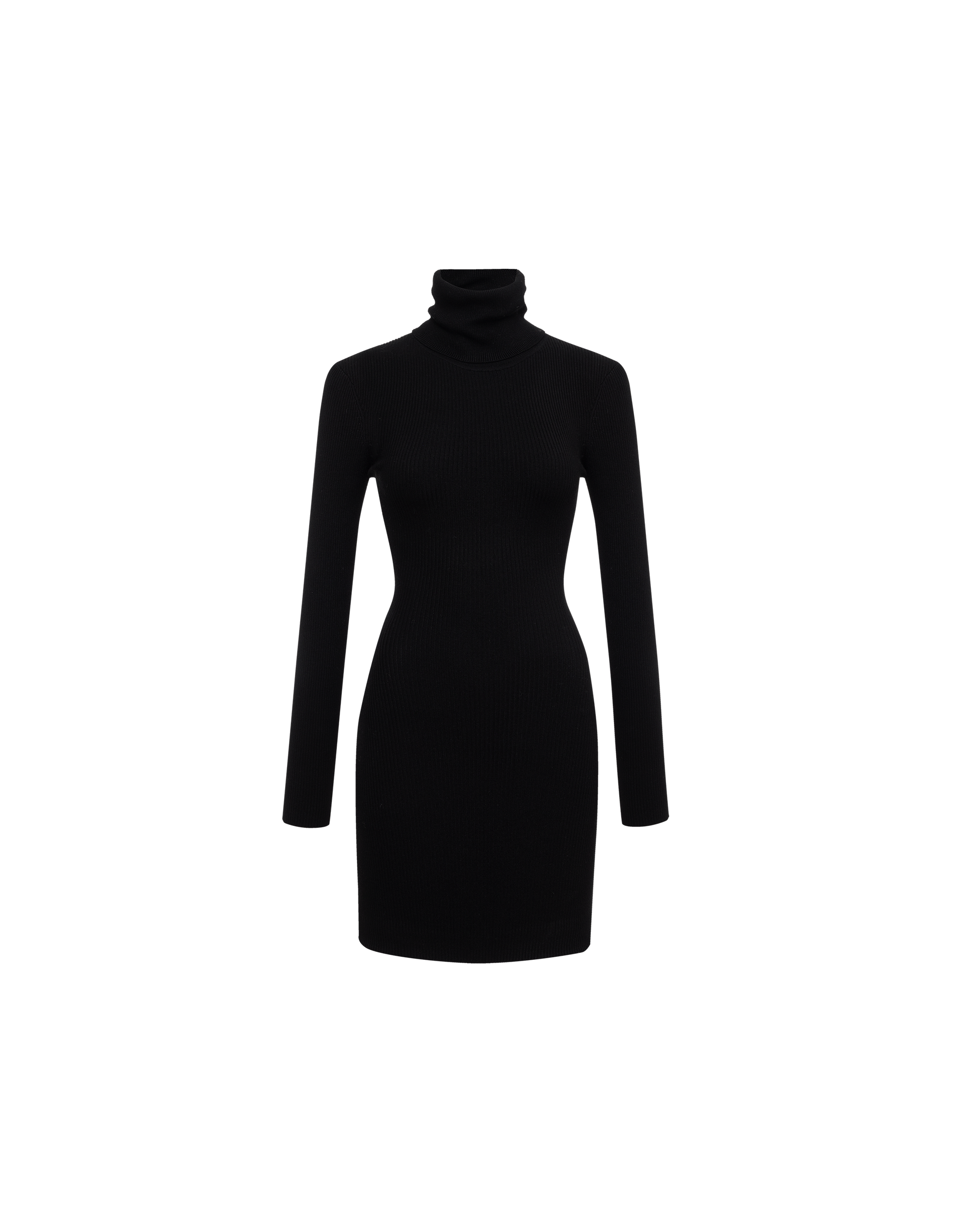 Women's Long Sleeve Turtleneck Mini Dress in Black