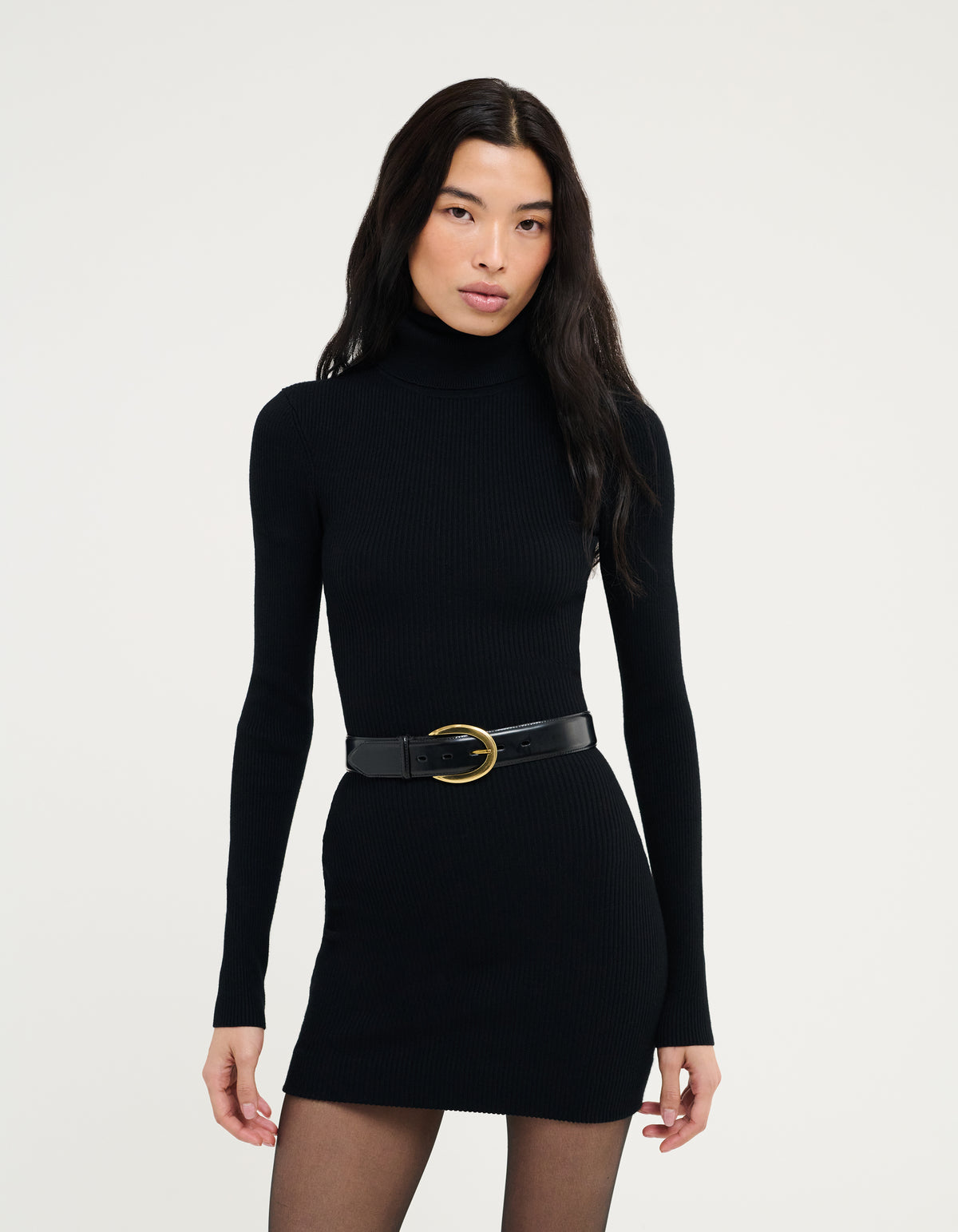 Turtleneck Mini Dress | Black