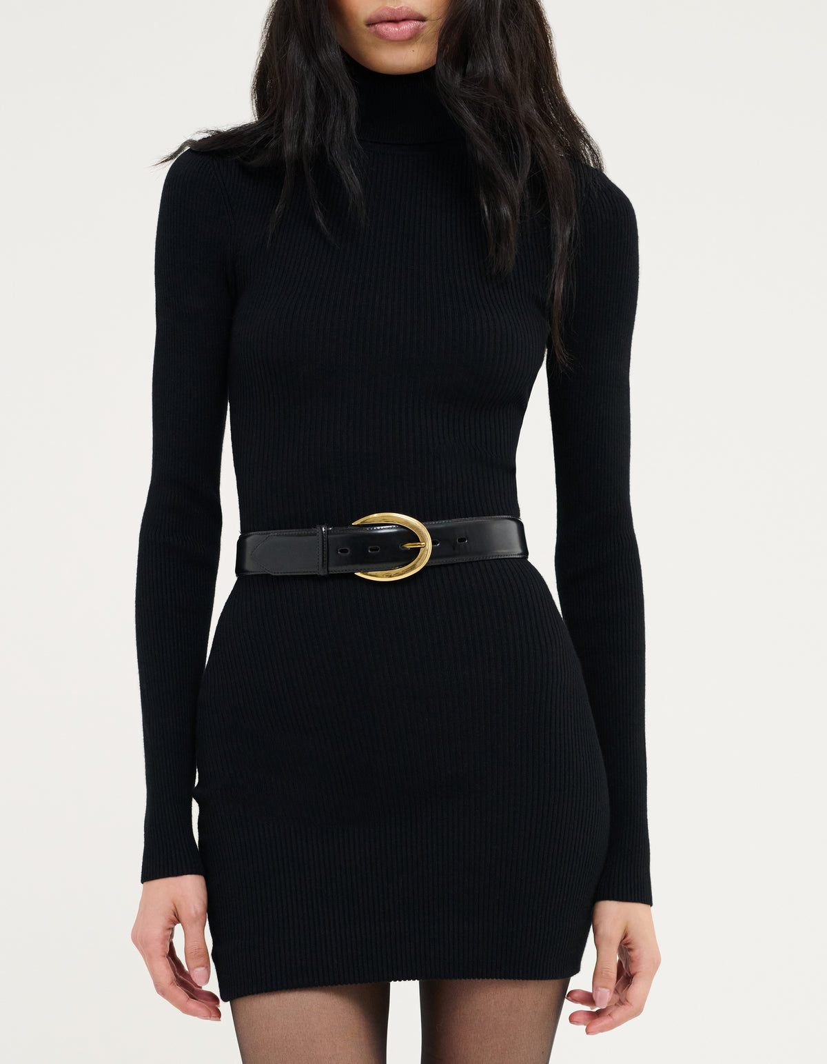 Turtleneck Mini Dress | Black