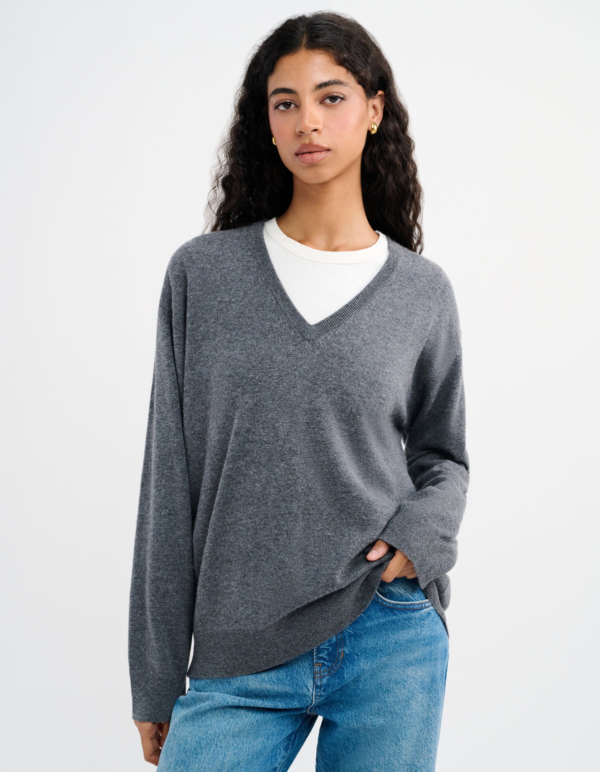 Vail V-Neck Sweater | Charcoal Heather