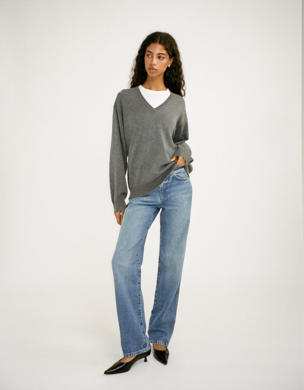 Vail V Neck Sweater Heather