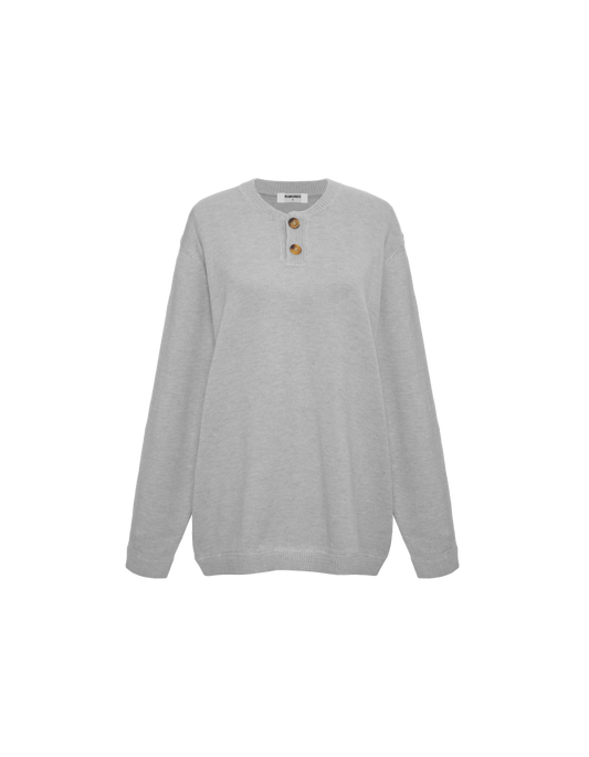 Varsity Henley | Light Heather Gray - Knitwear