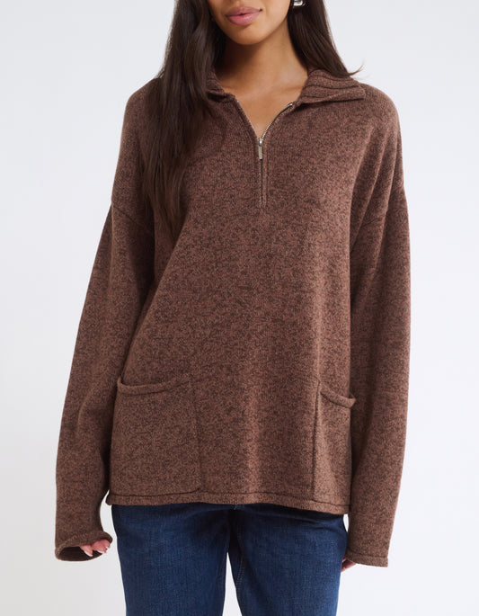 Weekender Quarter Zip | Latte Heather