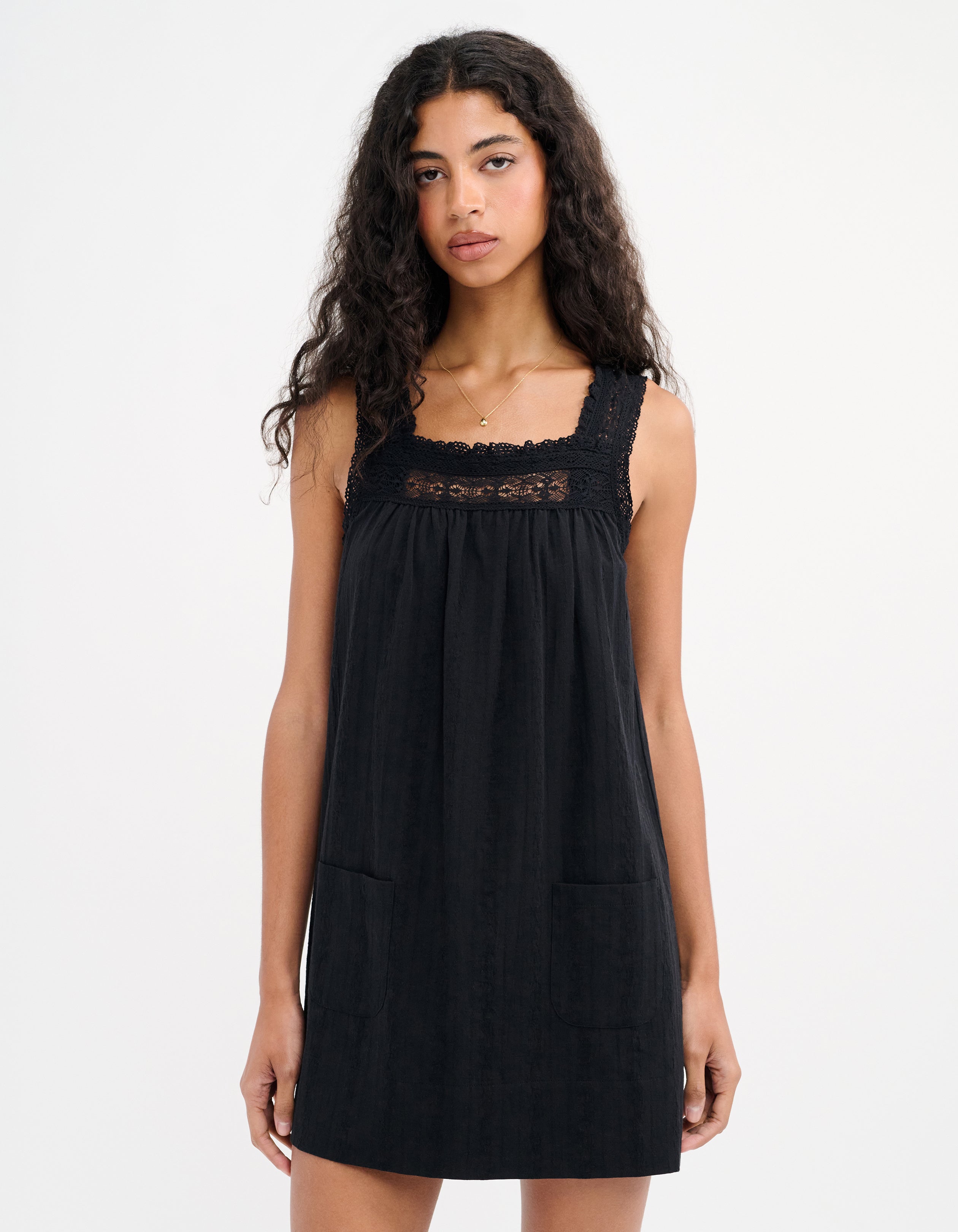 Willow Cotton Mini Dress in Black