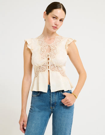 Wisteria Top | Ivory Jacquard – Rumored