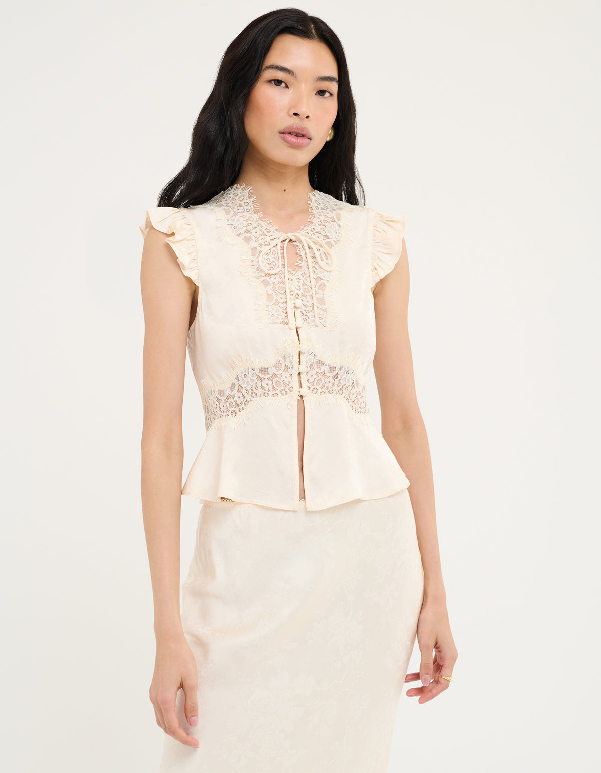 Wisteria Top | Ivory Jacquard