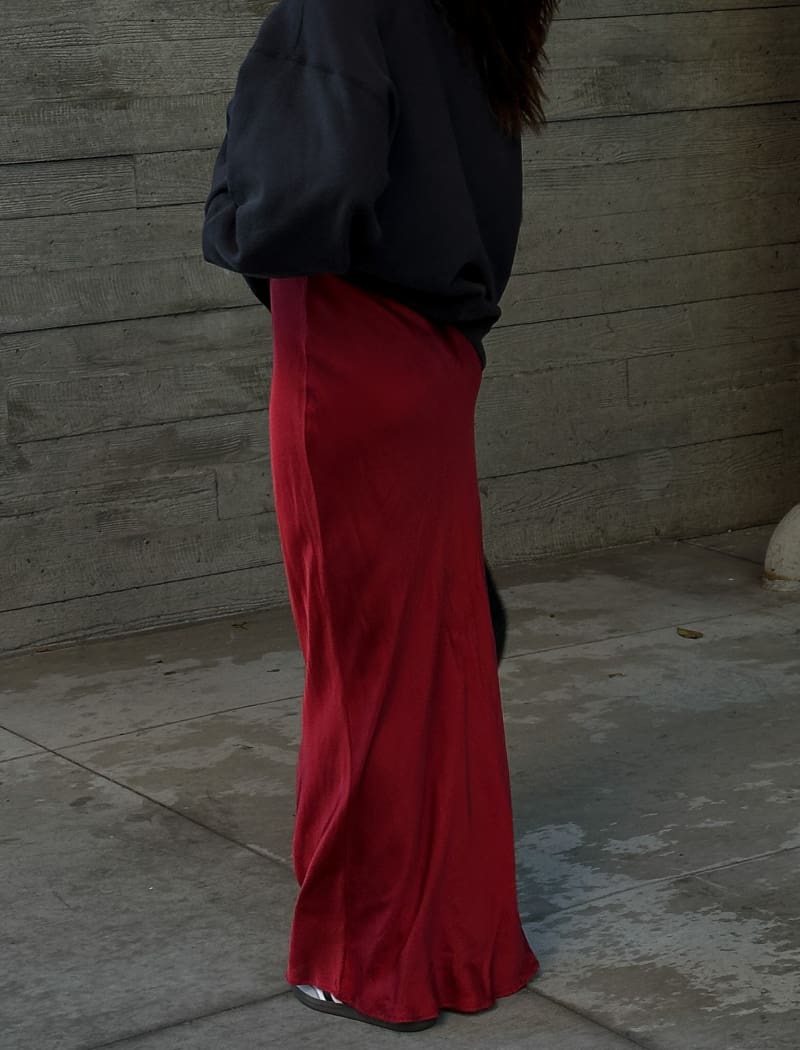 Archive Bias Maxi Skirt | Crimson - Maxi Skirt