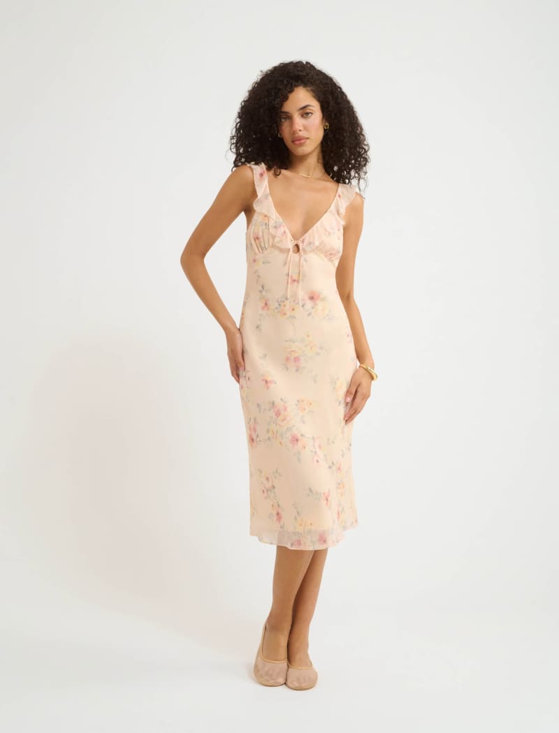 Butterfly Midi Dress Blush | Whisper Floral - Midi Dress