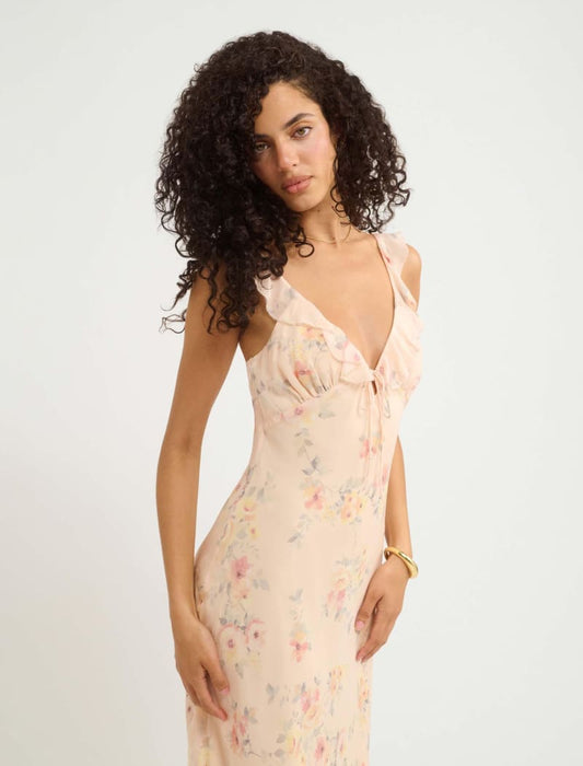 Butterfly Midi Dress Blush | Whisper Floral - Midi Dress