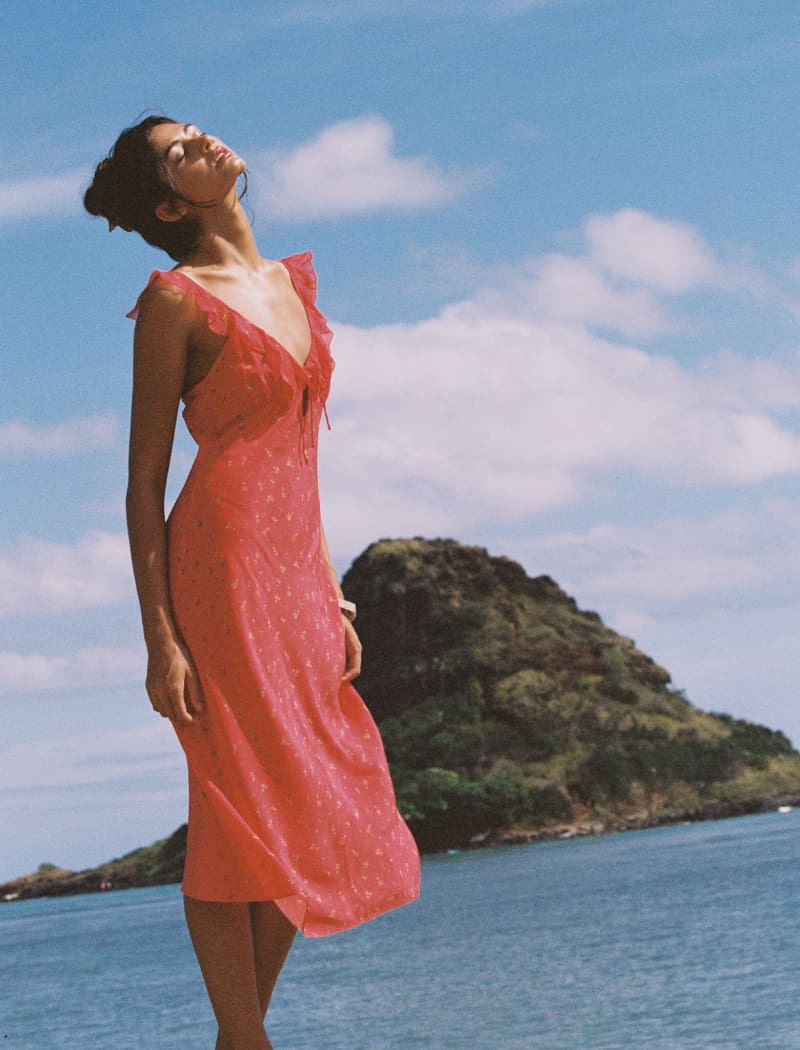 Butterfly Midi Dress in Coral Meadow | Shop Women's Summer Dresses Rumored Butterfly Midi Dress in Coral Meadow | Shop Women's Summer Dresses Rumored