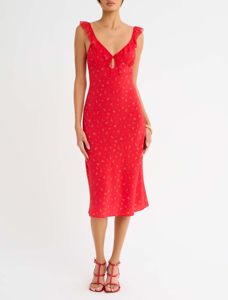 coral floral midi dress Butterfly Midi Dress | Coral Meadow