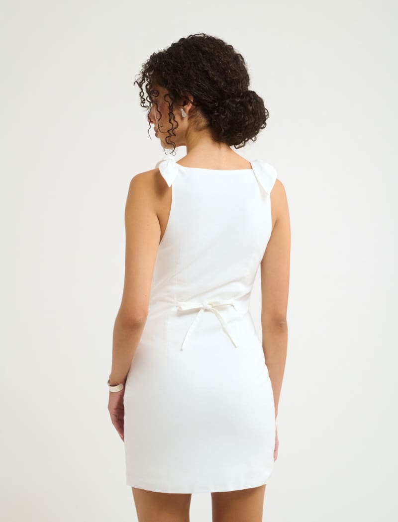 Coastal Mini Dress | White Linen - Mini Dress