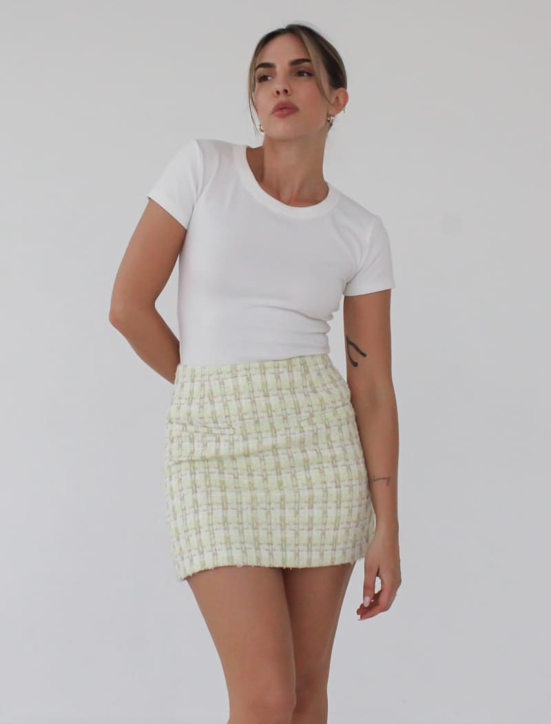 Coco Mini Skirt | Limon Shimmer Tweed