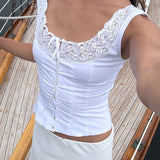 Decolletage Top | White - Camis and Tanks