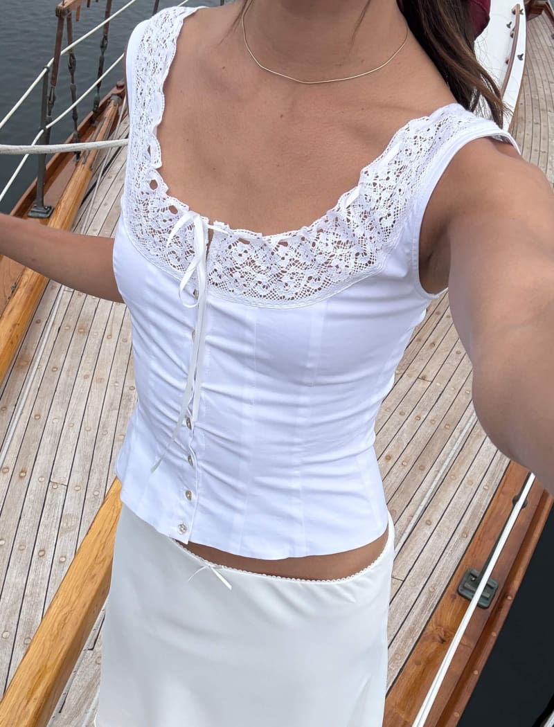 Decolletage Top | White - Camis and Tanks