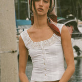 Decolletage Top | White - Camis and Tanks