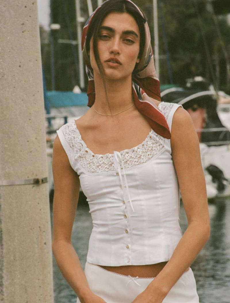 Decolletage Top | White - Camis and Tanks