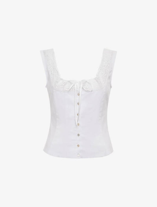 Decolletage Top | White - Camis and Tanks