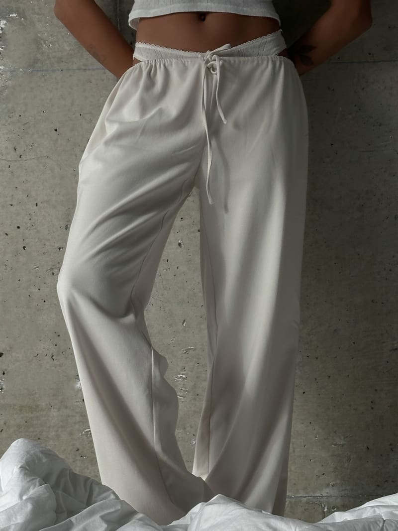 Easy Drawstring Pant | Cream - Pants