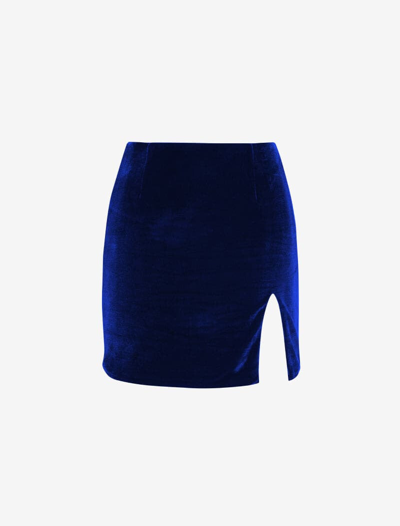 Eighteenth Century Mini Skirt | Cobalt Velvet - Mini Skirt