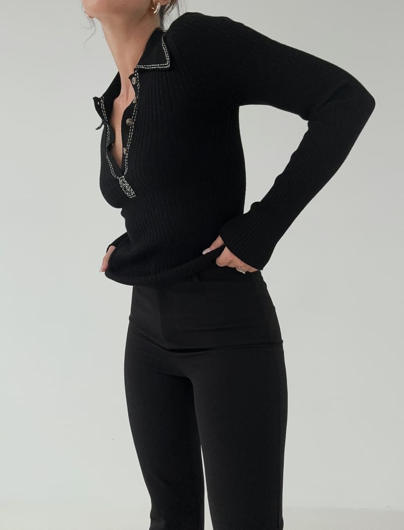 Equestrian Knit Top | Black - Long Sleeve