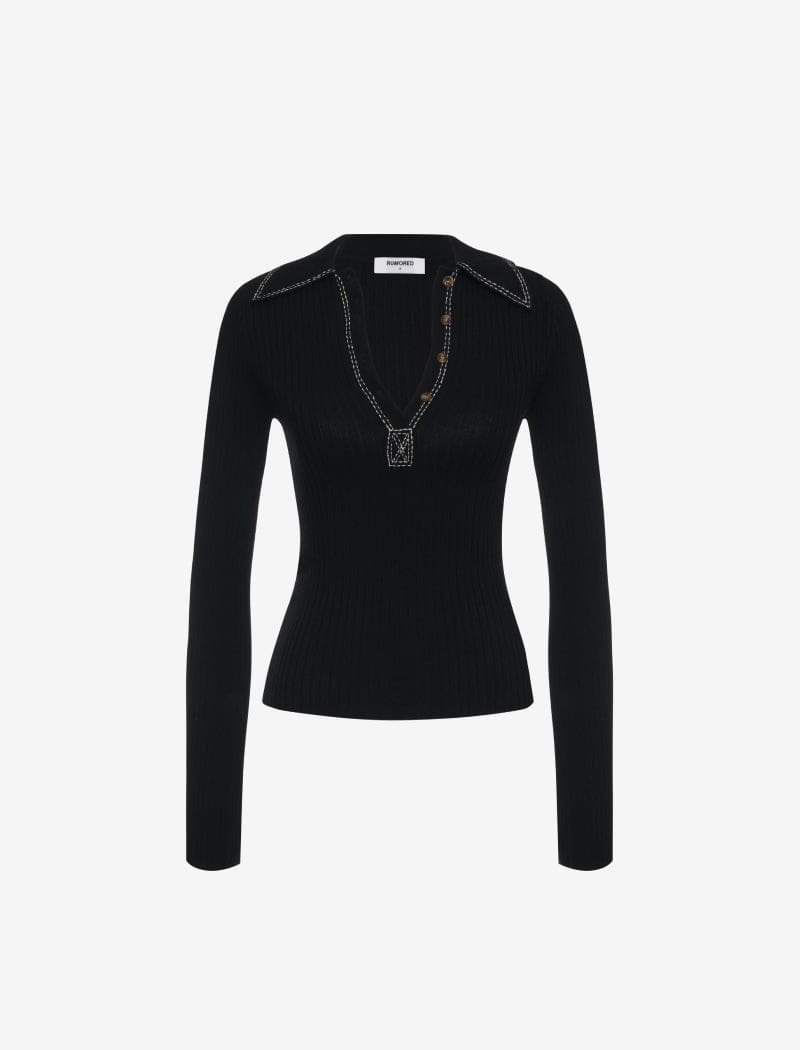 Equestrian Knit Top | Black - Long Sleeve