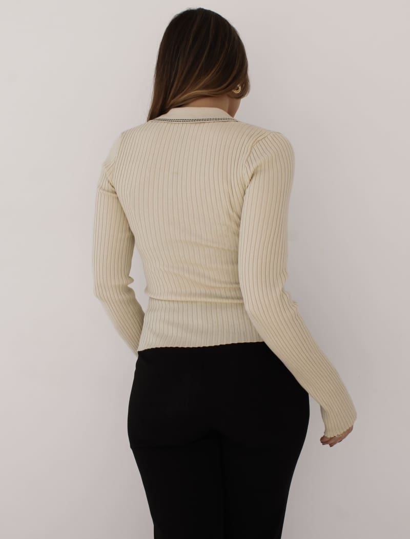Equestrian Knit Top | Ivory - Long Sleeve