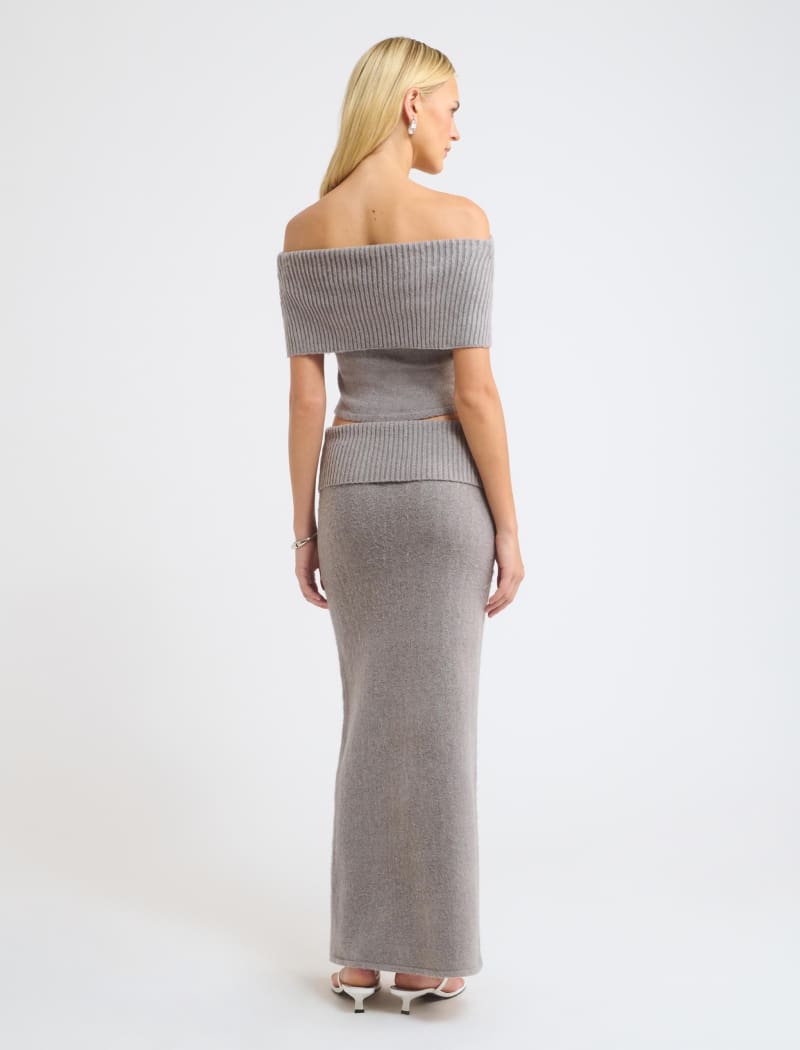 Fairfield Foldover Maxi Skirt | Heather Grey - Maxi Skirt