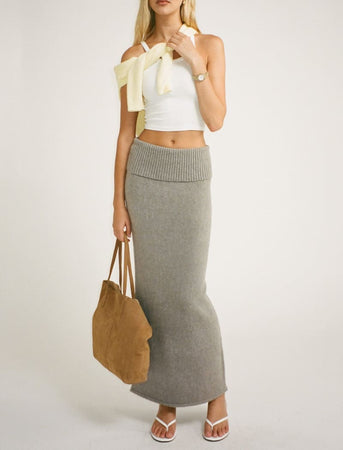 Fairfield Foldover Maxi Skirt | Heather Grey – Rumored