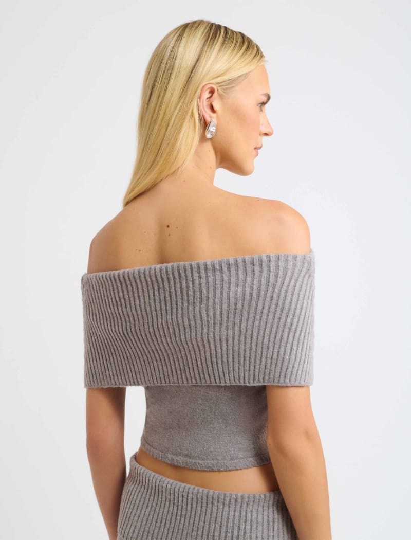 Fairfield Foldover Top | Heather Grey - Off-the-Shoulder Top