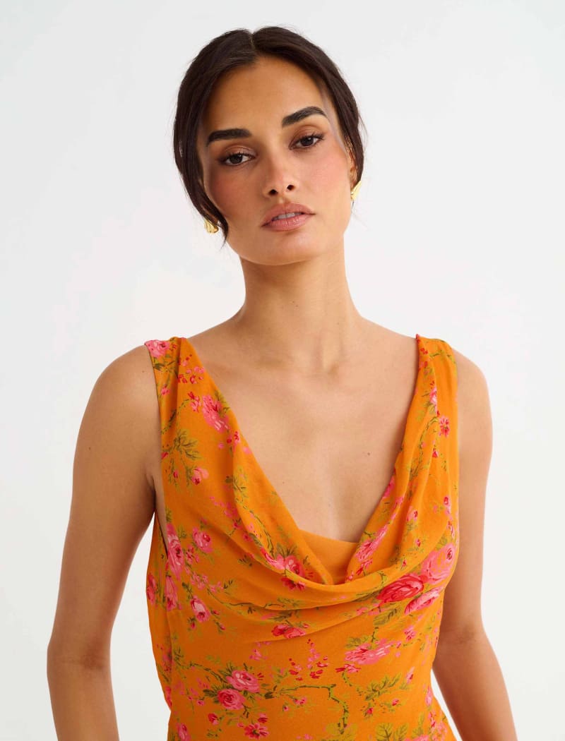 orange tropical dress Hollywood Gown | Tangerine Bloom | Size XL