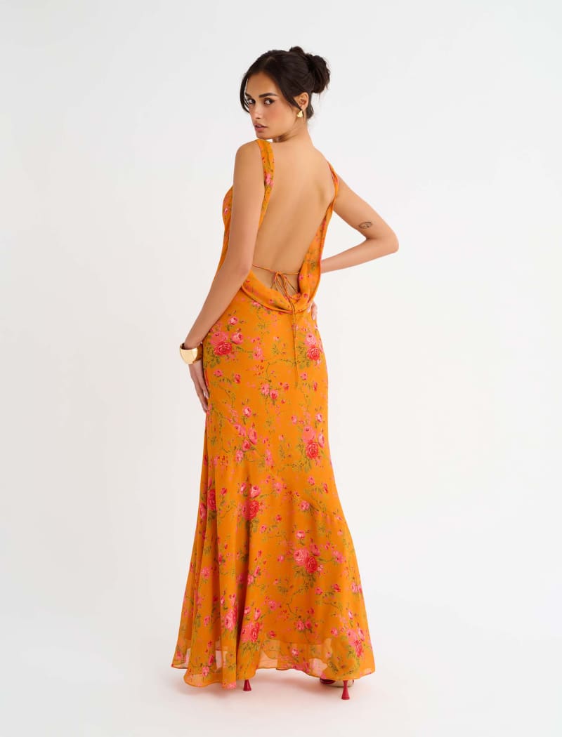Hollywood Gown Tangerine Bloom