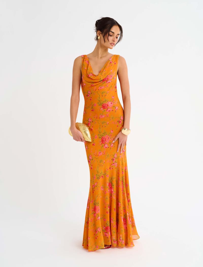 Hollywood Gown | Tangerine Bloom | Size XL | Rumored Clothing Hollywood Gown | Tangerine Bloom | Size XL | Rumored Clothing