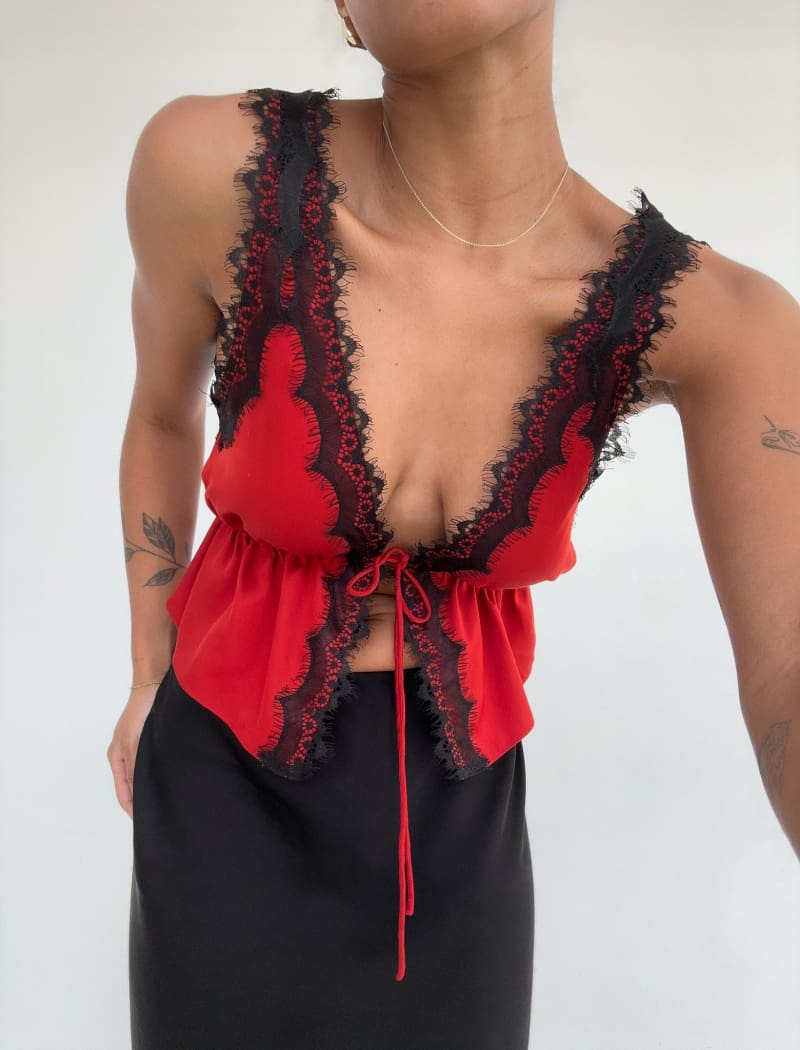 Lady Lace Top | Crimson - Camis and Tanks