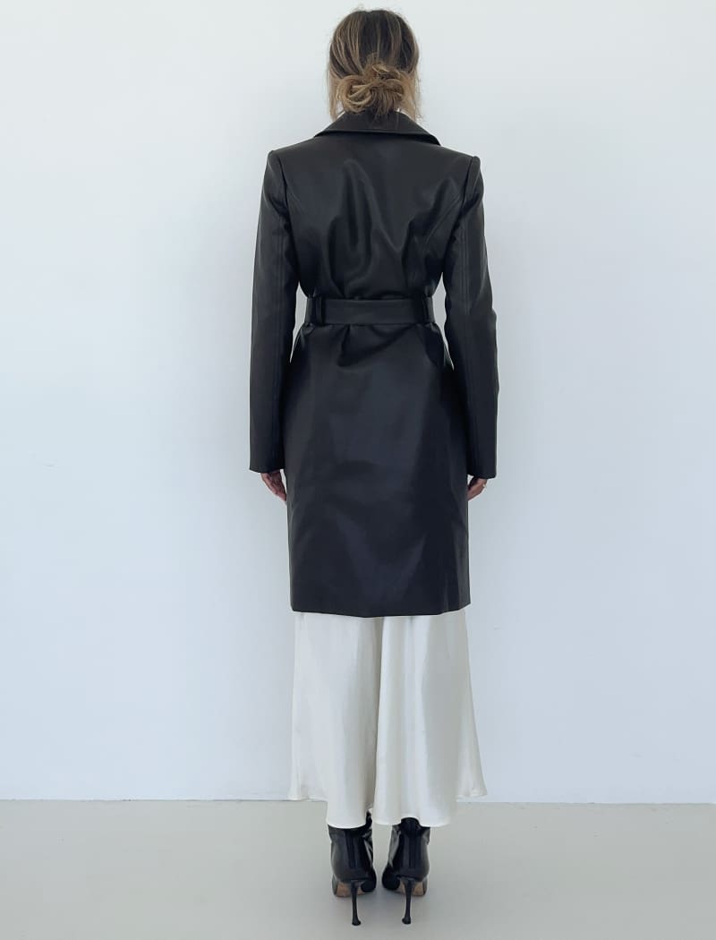 Matrix Leather Trench | Black Coffee - Trench Coat