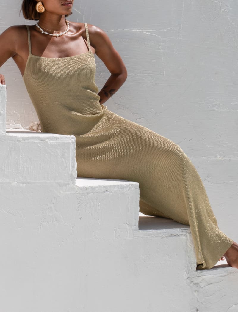 Mirage Maxi Dress | Gold Shimmer
