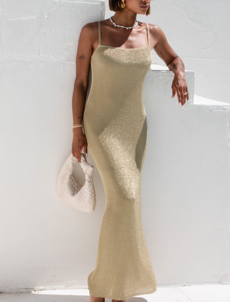 Mirage Maxi Dress | Gold Shimmer