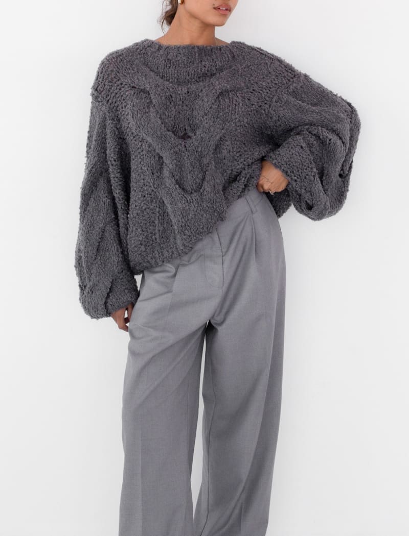 Nonna Sweater | Charcoal - Sweaters